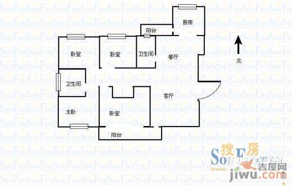 长城天一家园清溪苑2室2厅1卫户型图