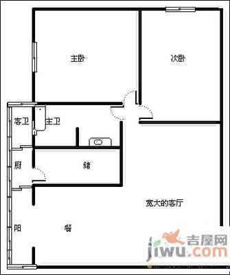 长城天一家园清溪苑2室2厅1卫户型图