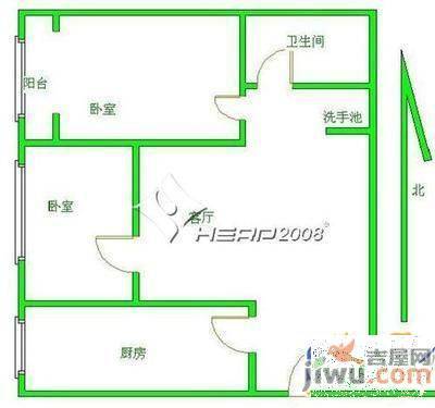 青阳西村1室1厅1卫60㎡户型图