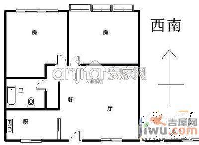 青阳西村1室1厅1卫60㎡户型图