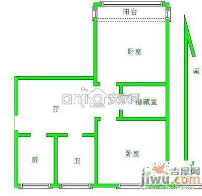 青阳西村1室1厅1卫60㎡户型图