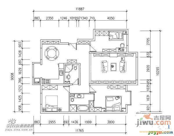 百盛苑3室2厅2卫132㎡户型图