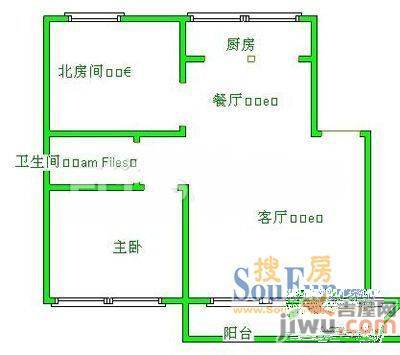 铁路一村2室1厅1卫户型图