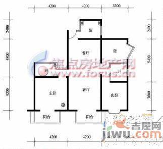 漕冲花园2室2厅1卫91㎡户型图