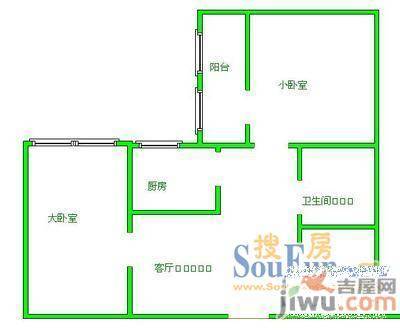 景色小区3室1厅1卫户型图