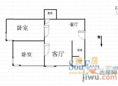 景色小区3室1厅1卫户型图