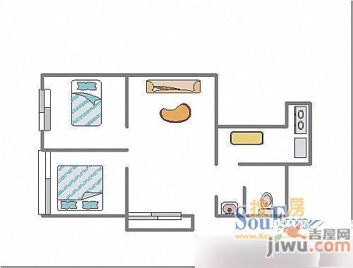 卫岗电信小区1室1厅1卫56㎡户型图