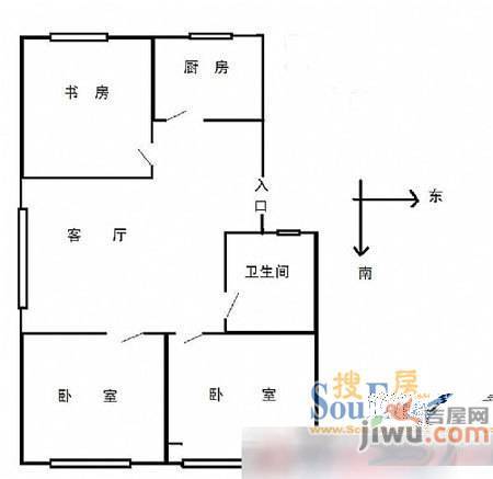 锦桂花园2室1厅1卫户型图