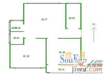 锦桂花园2室1厅1卫户型图