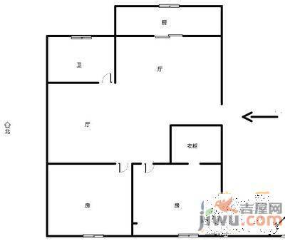 恒润河畔雅居2室2厅1卫88㎡户型图