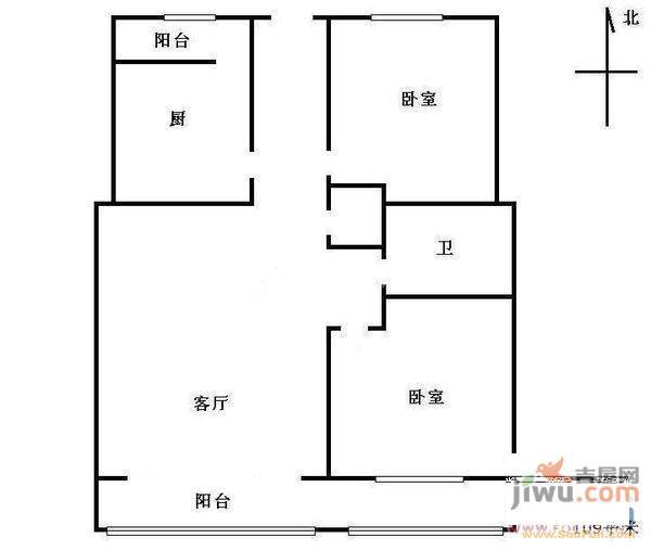 和平苑2室2厅1卫71㎡户型图