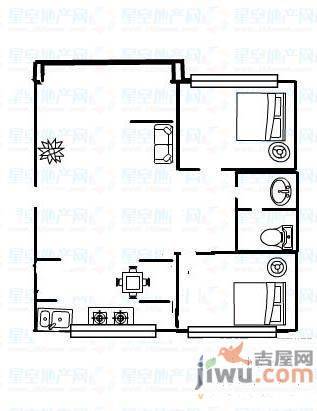 和平苑2室2厅1卫71㎡户型图