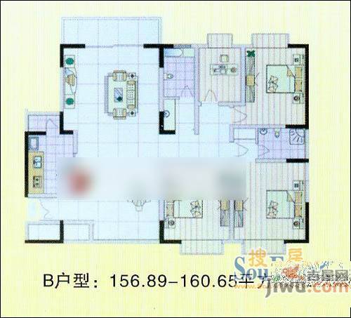 秀珍大厦3室2厅1卫148㎡户型图