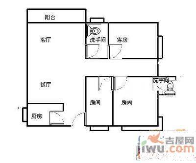 板桥北苑小区3室1厅1卫98㎡户型图