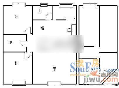 鸿运园2室2厅1卫户型图