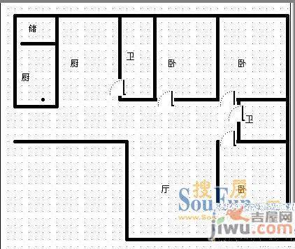 鸿运园2室2厅1卫户型图