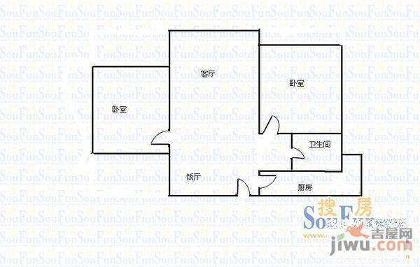 鸿运园2室2厅1卫户型图