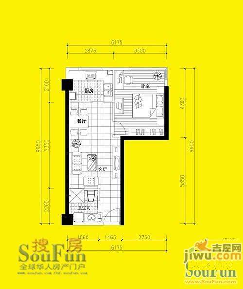 金色地带2室2厅1卫户型图