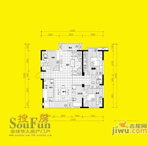 金色地带2室2厅1卫户型图