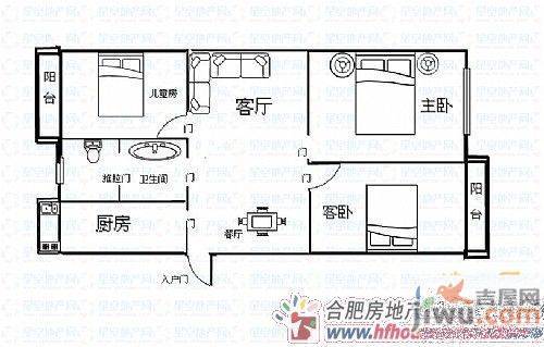 天瑶花园2室2厅1卫87㎡户型图