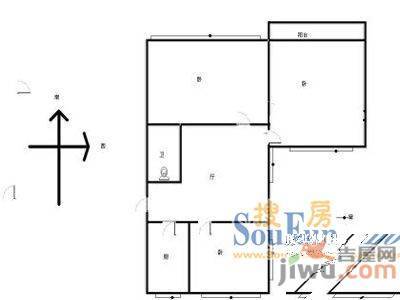 瑶北新村2室2厅1卫户型图