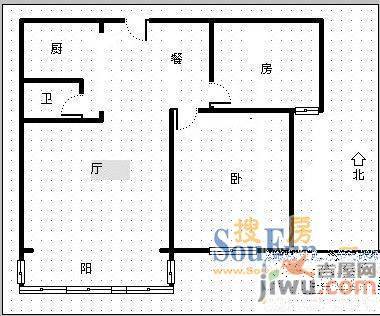 竹木园2室1厅1卫户型图