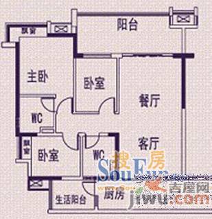 竹木园2室1厅1卫户型图