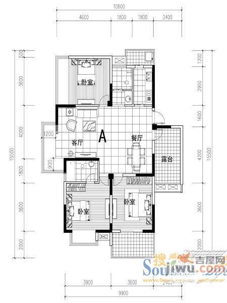 万事达小区3室2厅1卫户型图