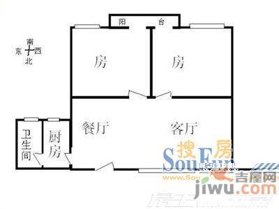 兴业瑞锦苑2室1厅1卫户型图