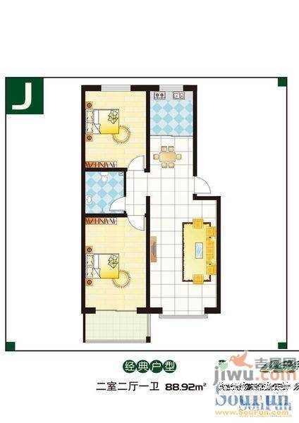 骆园小区2室1厅1卫74㎡户型图