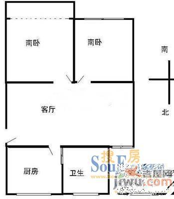 包河花园2室1厅1卫户型图