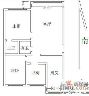 方桥小区2室1厅1卫80㎡户型图