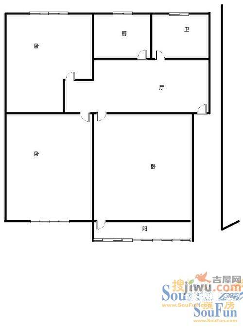 南陵小区3室1厅1卫户型图