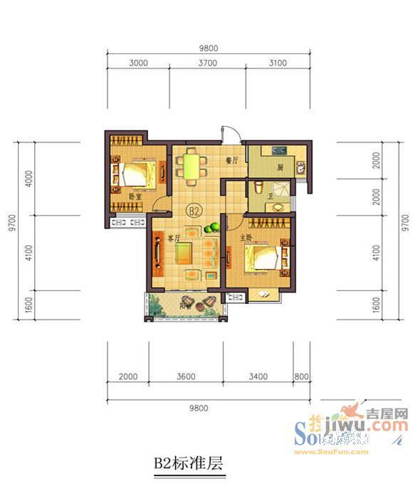 南陵小区3室1厅1卫户型图