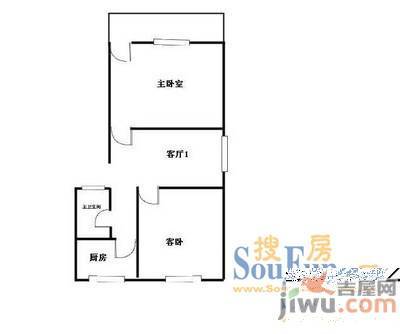 双岗菜市恢复楼2室1厅1卫户型图