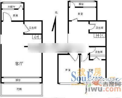 双岗菜市恢复楼2室1厅1卫户型图