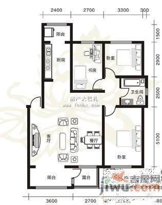 兴华苑3室1厅1卫85㎡户型图