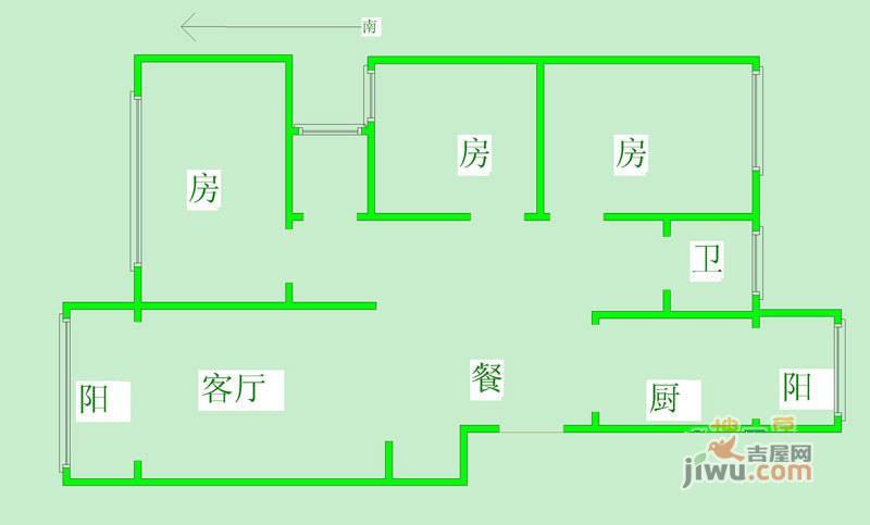 东湖山庄清水苑3室2厅1卫户型图