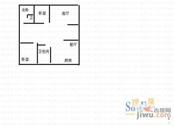 东湖山庄清水苑3室2厅1卫户型图