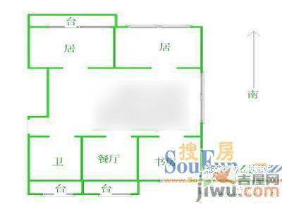 东湖山庄清水苑3室2厅1卫户型图