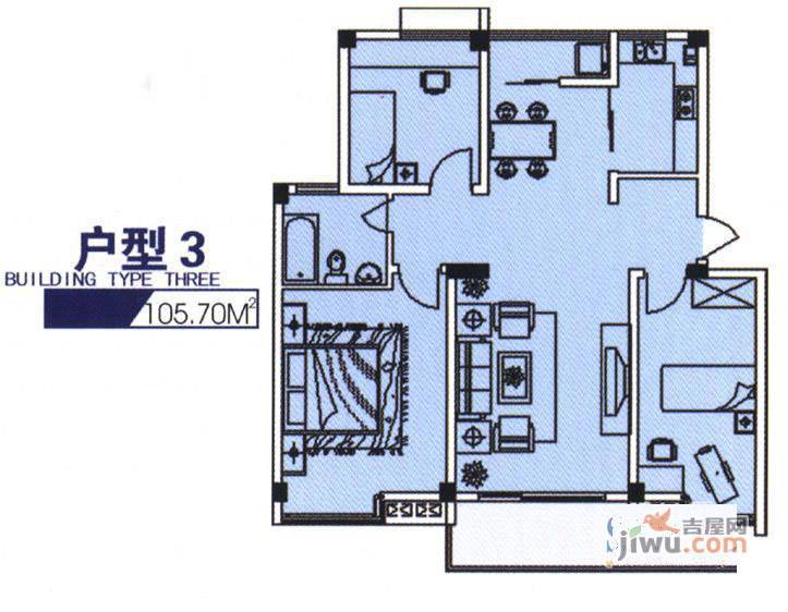 月亮湾亲水嘉园2室2厅1卫98㎡户型图