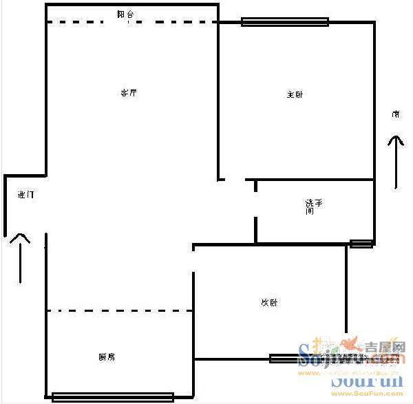 湖畔家园2室2厅1卫户型图