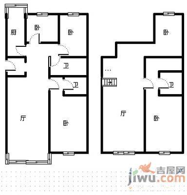 福海新居3室1厅1卫97㎡户型图