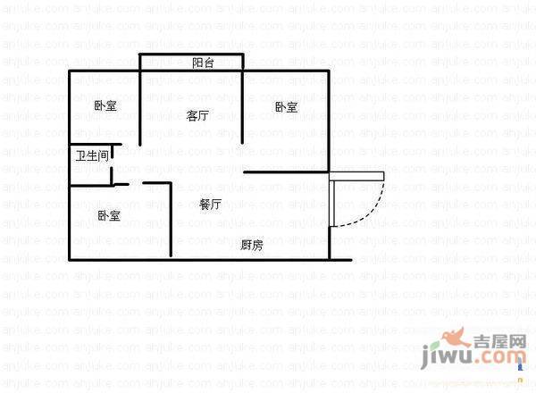 华源国际城3室2厅1卫125㎡户型图