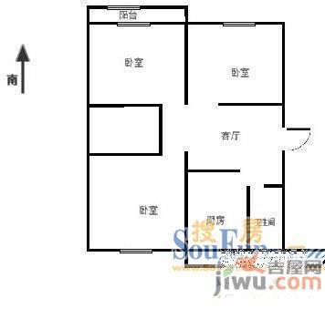 省农委宿舍3室1厅1卫户型图