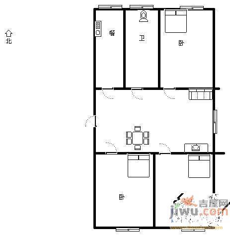 琥珀山庄2室1厅1卫57㎡户型图