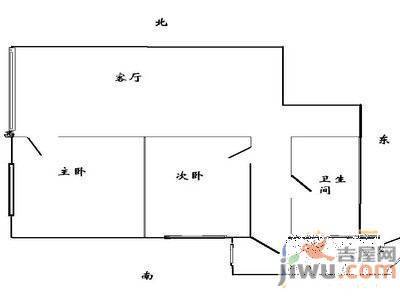 琥珀山庄2室1厅1卫57㎡户型图