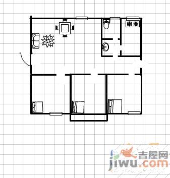 琥珀山庄2室1厅1卫57㎡户型图