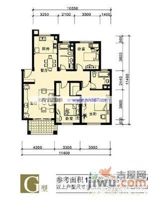 怡景苑3室2厅2卫124.2㎡户型图