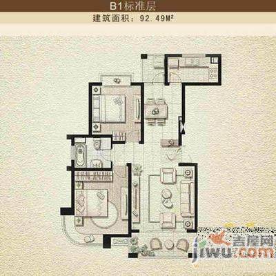 怡景苑3室2厅2卫124.2㎡户型图